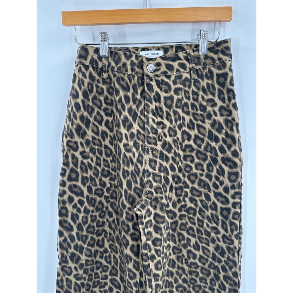 Anniewear Lea Leopard Wide Leg Jeans Large - Picture 3 of 7